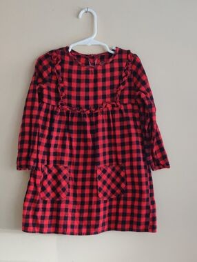 WONDER NATION Buffalo Plaid Black Red Checkered Dress 4T